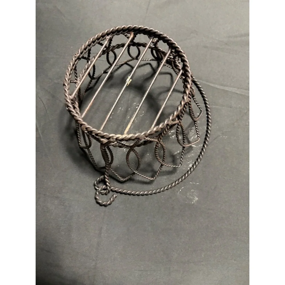 Vintage Wrought Iron Sunflower Basket Twisted Wire Bronze Cottagecore Decor
